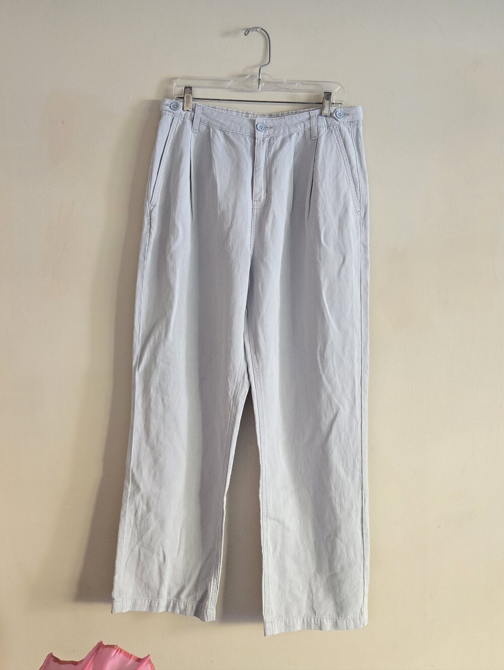 Topshop mid rise lightweight straight leg pants in Light blue New size 10